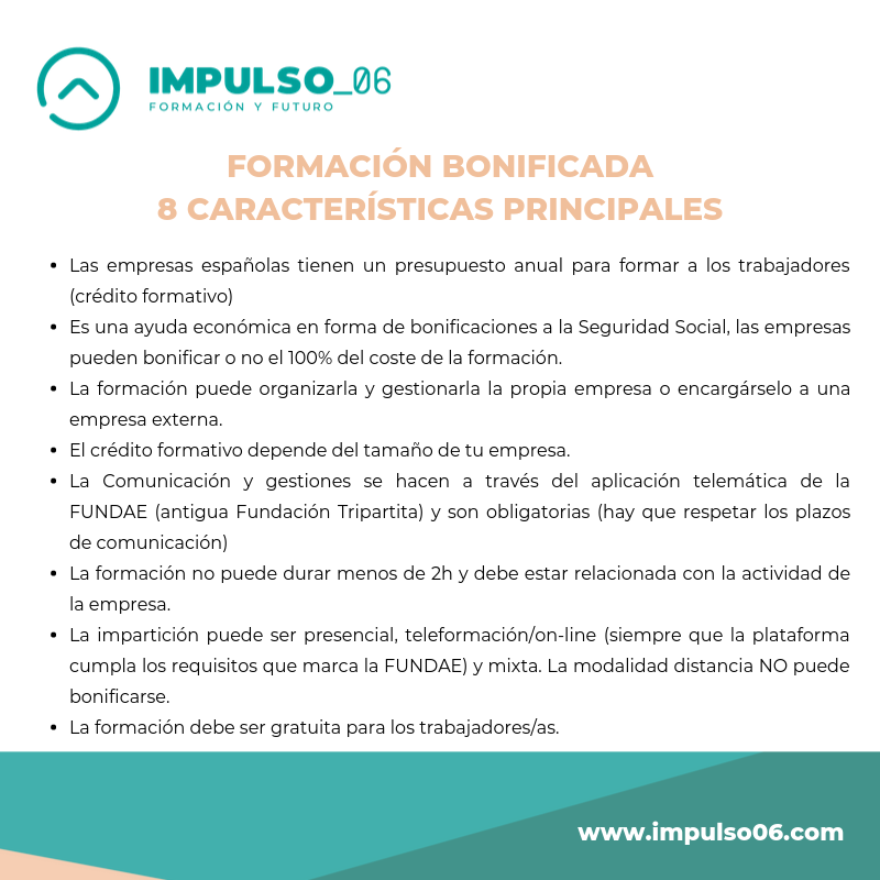 Como gestionar el crédito formativo. Formación Bonificada