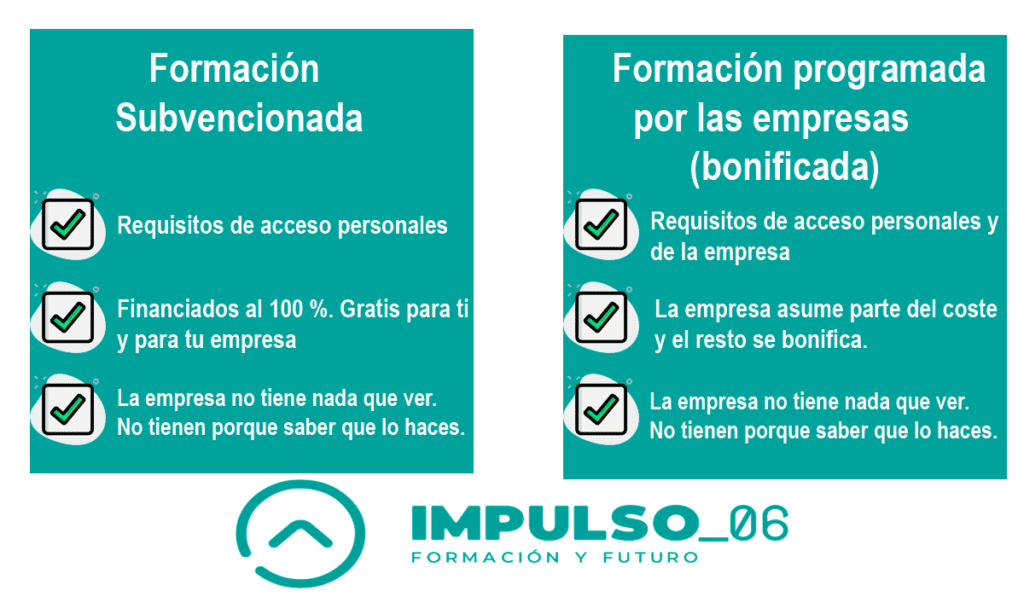 cursos gratuitos. Diferencias entre la formación subvencionada y la formación bonificada