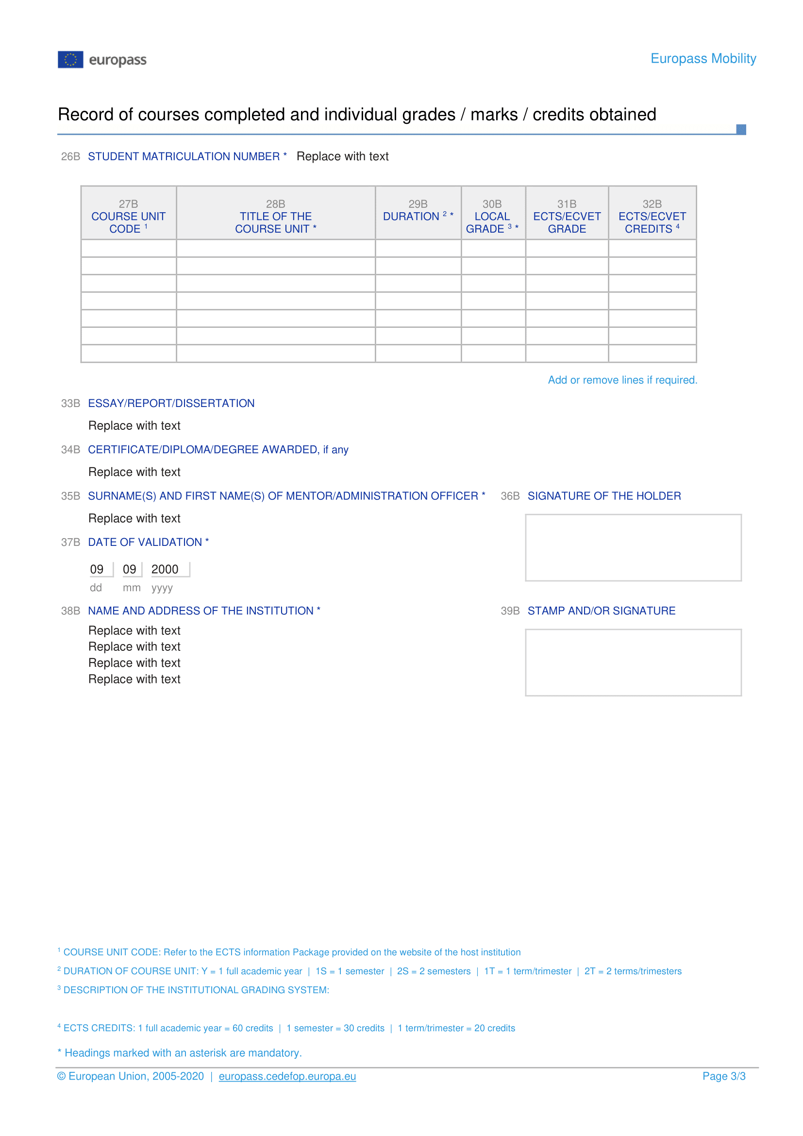 Documento de Movilidad Europass 3