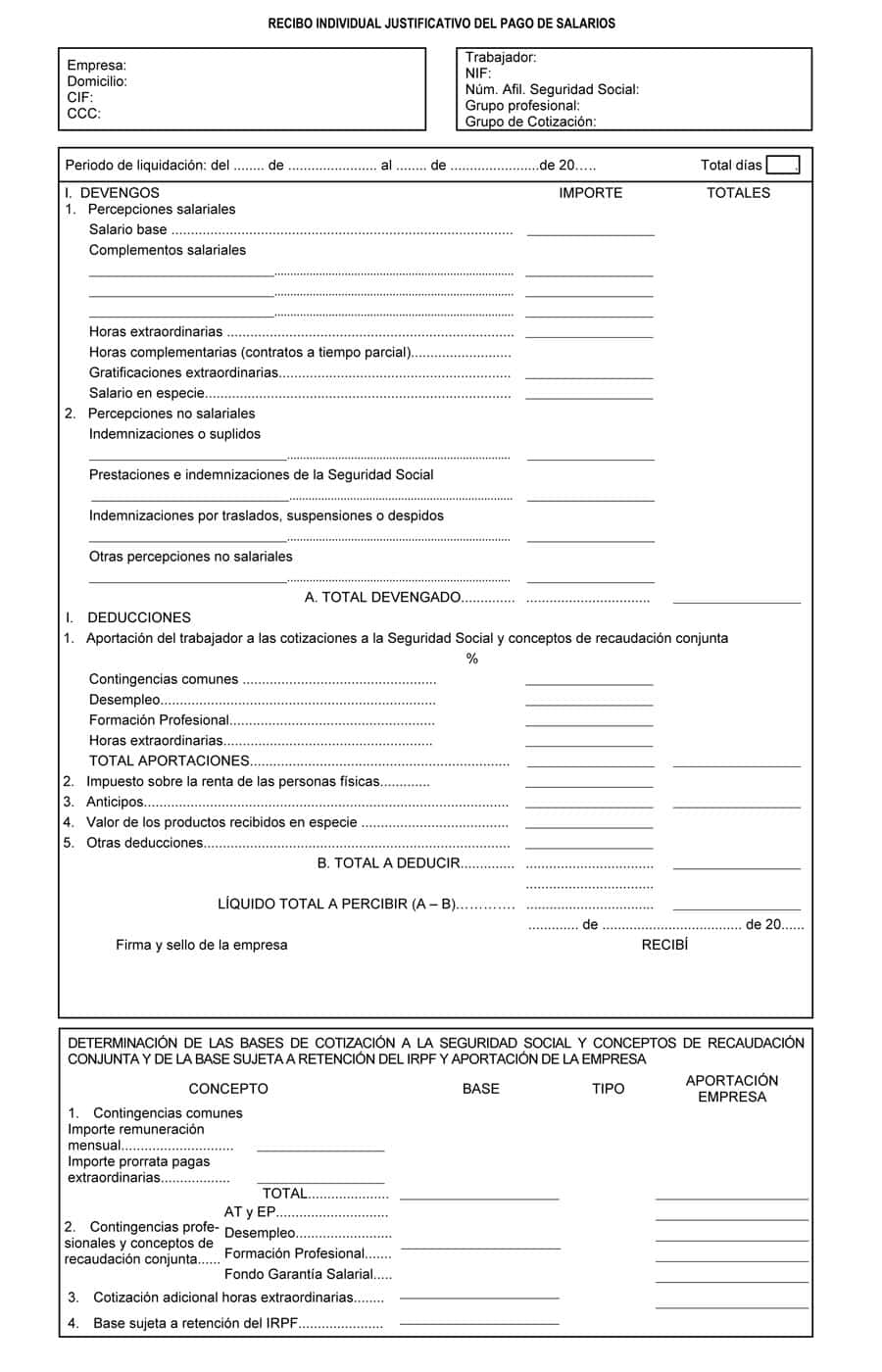 modelo oficial de nómina boe