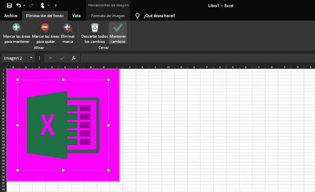 paso 2 para quitar el fondo a una imagen en microsoft excel