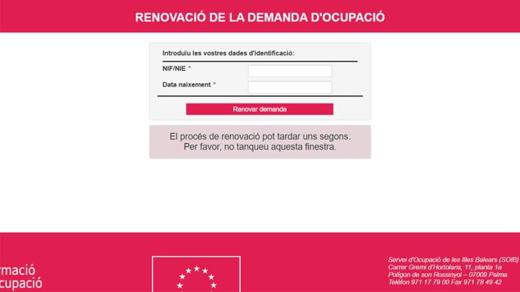 renovar demanda de empleo en baleares