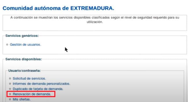 renovar demanda de empleo en extremadura