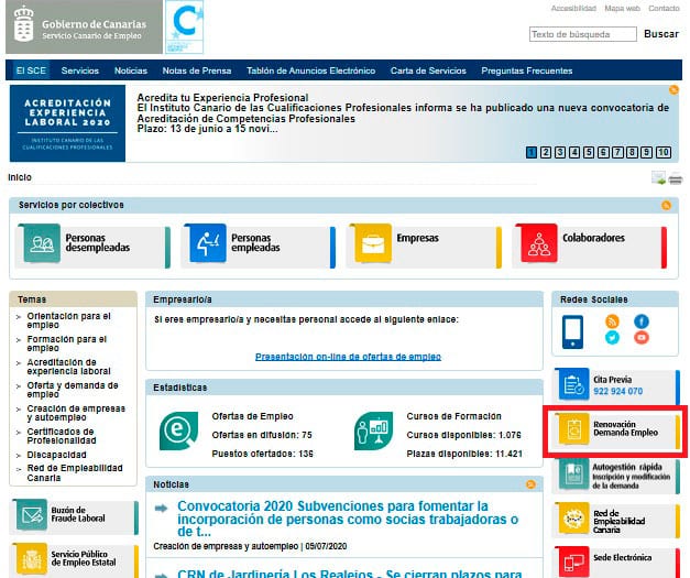 renovar demanda de empleo en islas canarias