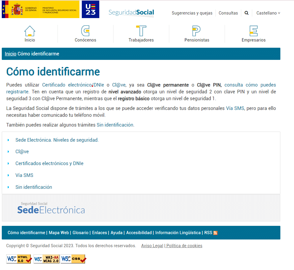 Cómo identificarme para hacer tramites con la seguridad social online