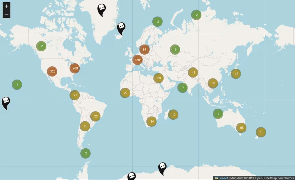 mapa USB Dead Drops