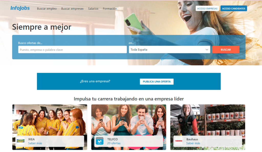 mejores páginas web de empleo para encontrar el empleo Infojobs