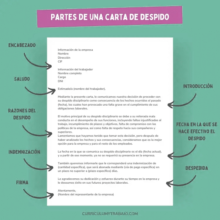 partes de una carta de despido