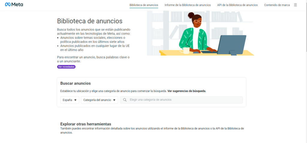 bibliotecas de anuncios Facebook Ads Library