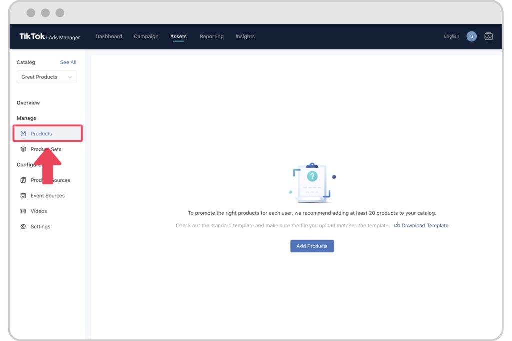 cargar productos en tik tok ads