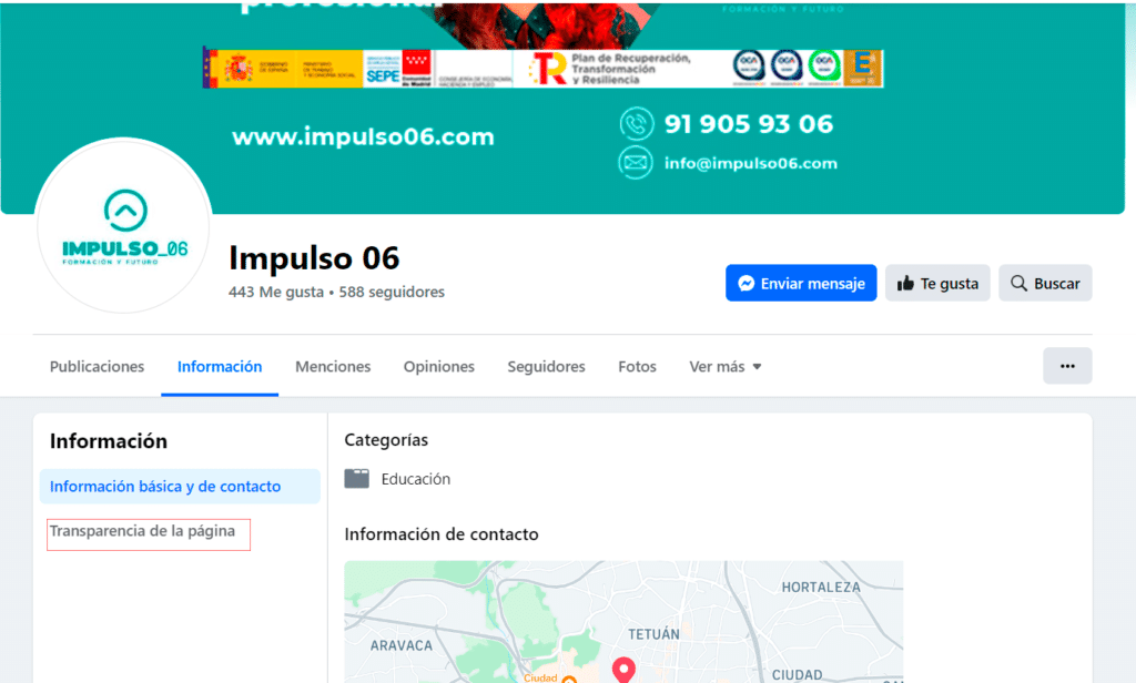 transparencia de la pagina Facebook Ads Library