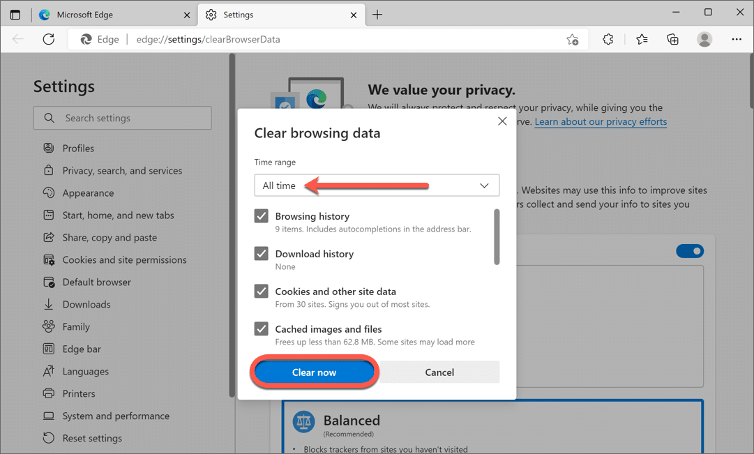 eliminar las cookies Microsoft Edge