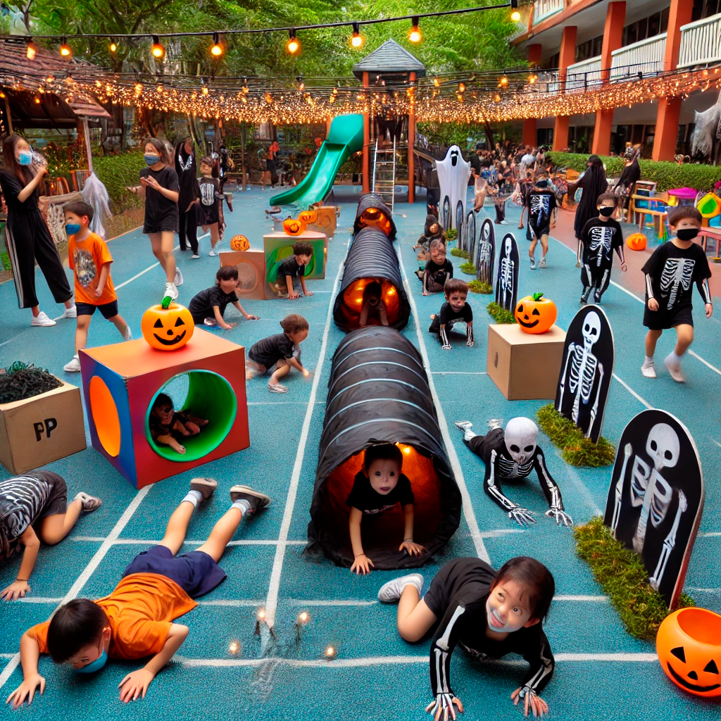 circuito de obstáculos Halloween en el aula