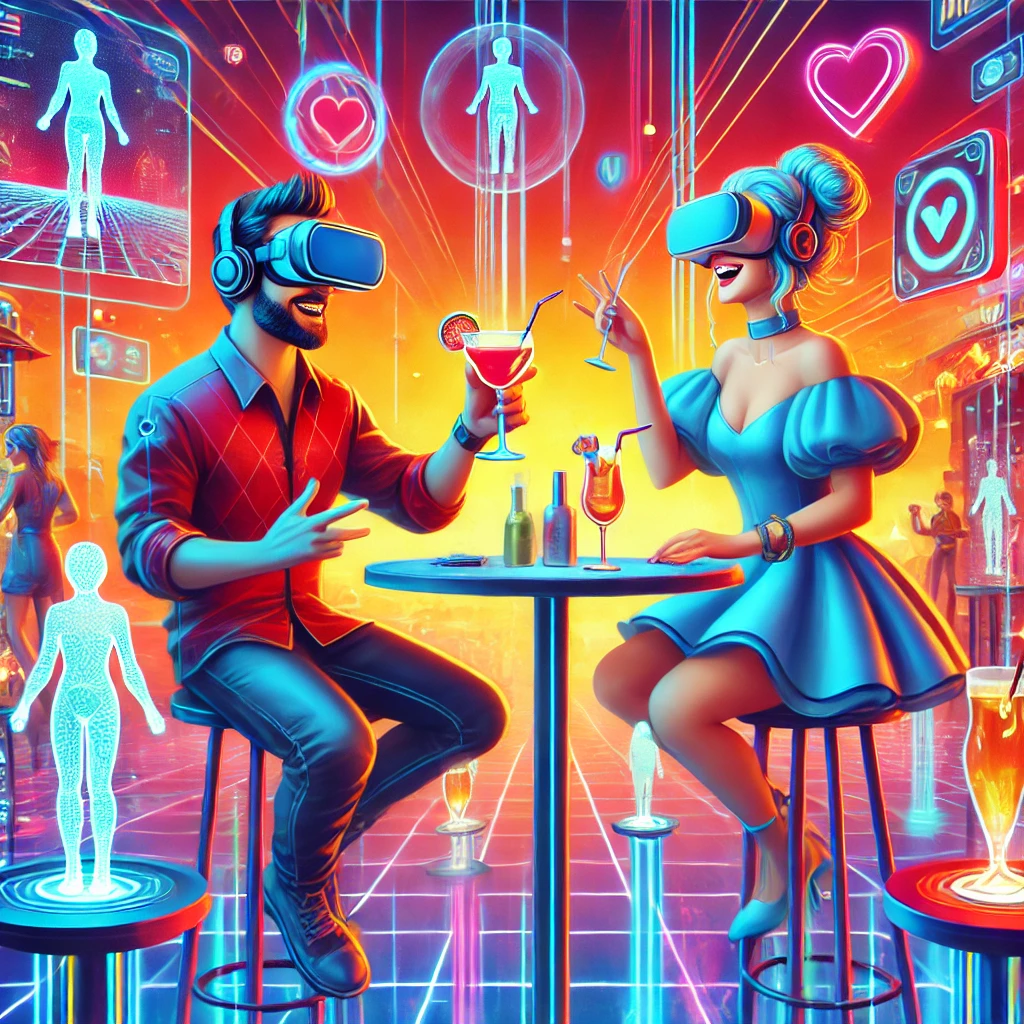 Pareja en una cita en el Metaverso