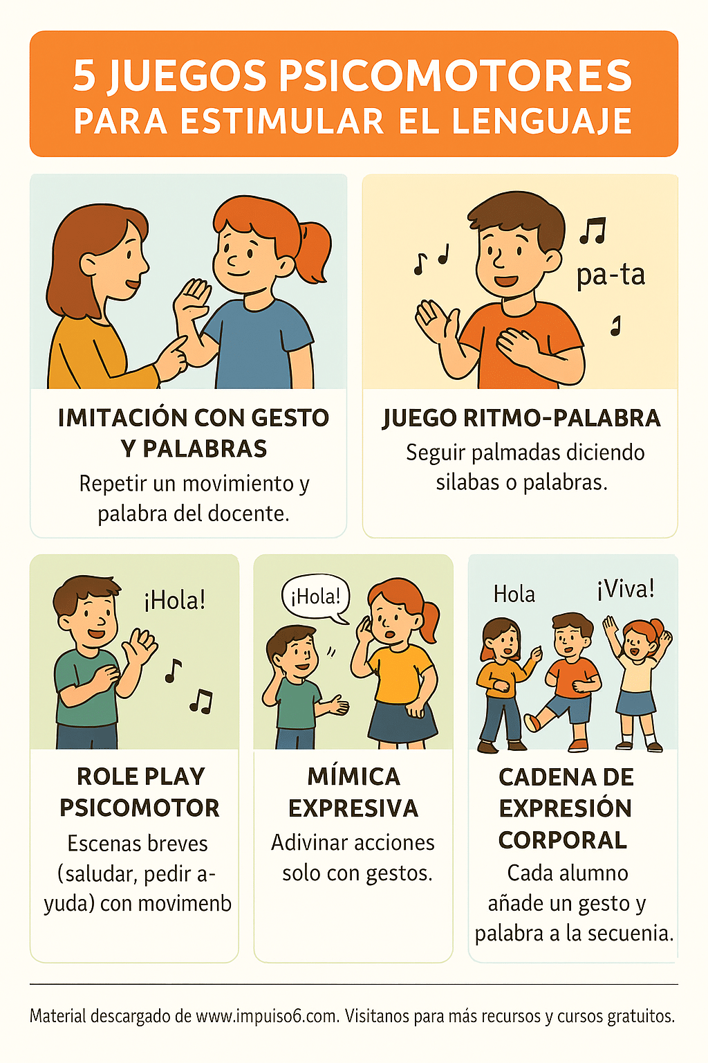 5 JUEGOS PSICOMOTORES PARA ESTIMULAR EL LENGUAJE PSICOMOTRICIDAD EN EL AULA
