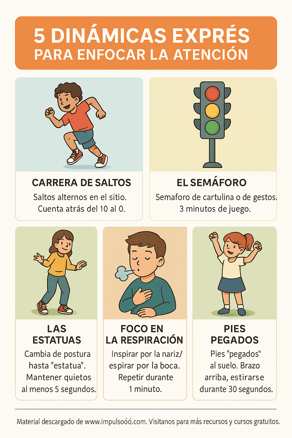 5 dinámicas exprés para enfocar la atención en psicomotricidad en el aula