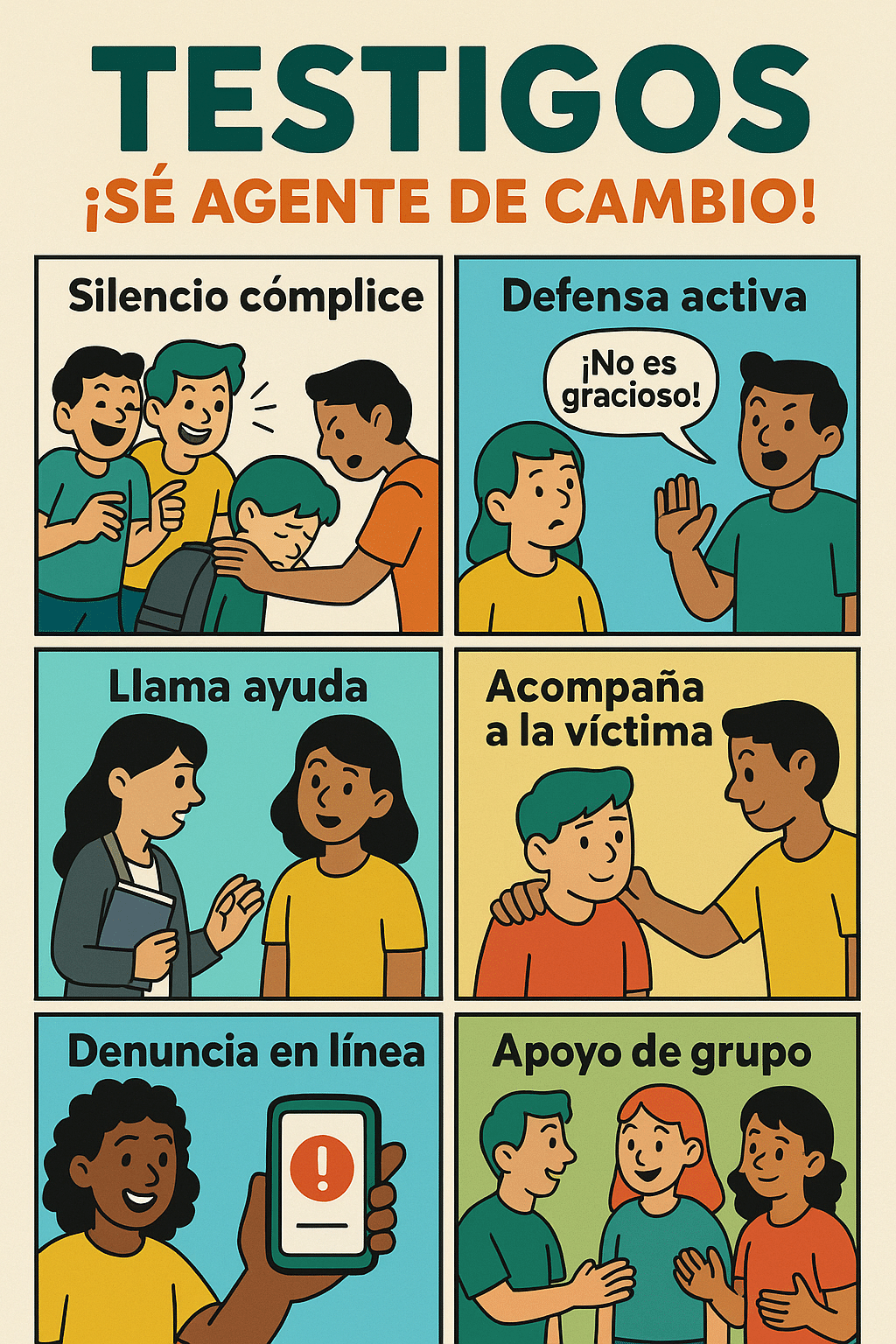 Testigos Sé agente de cambio ante el acoso escolar