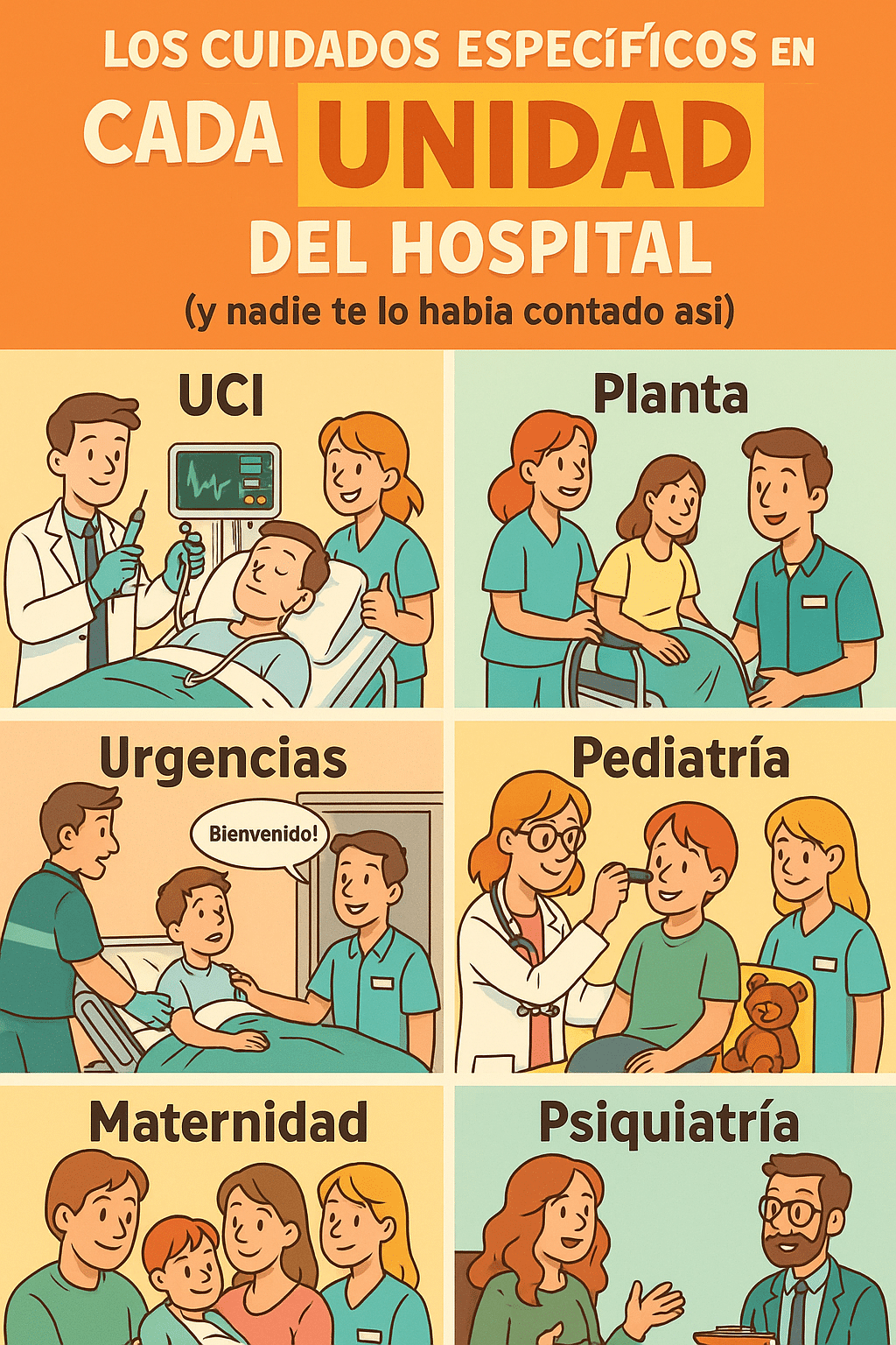 infografia Los cuidados específicos en cada unidad del hospital (y nadie te lo había contado así)