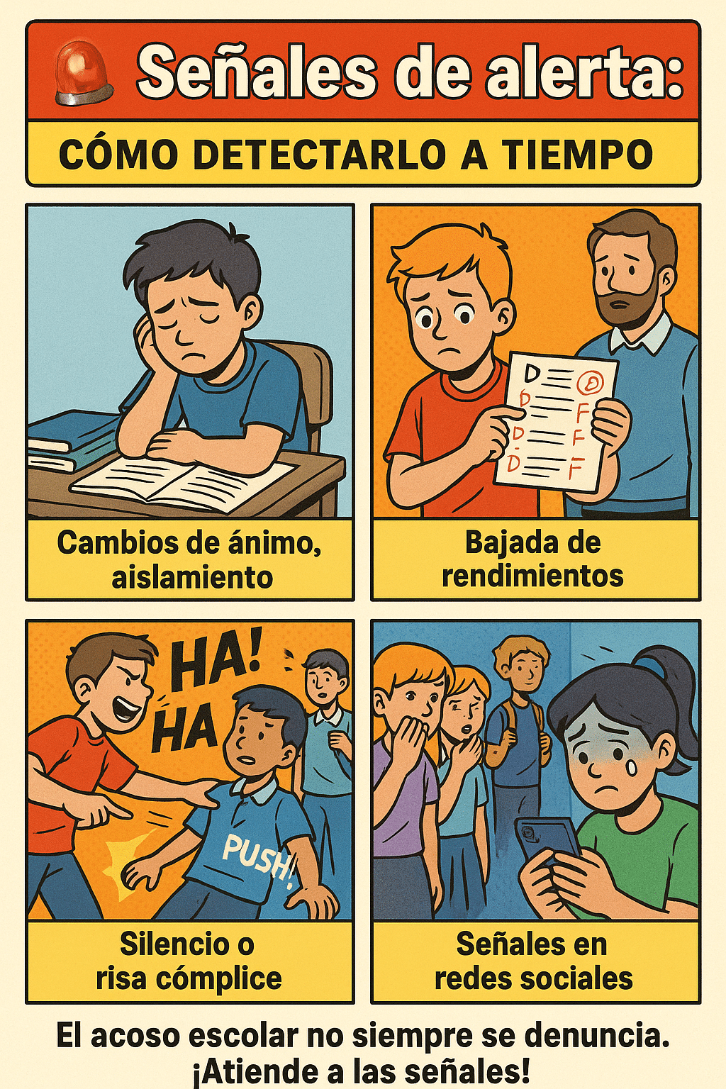 señales de alerta de Acoso Escolar