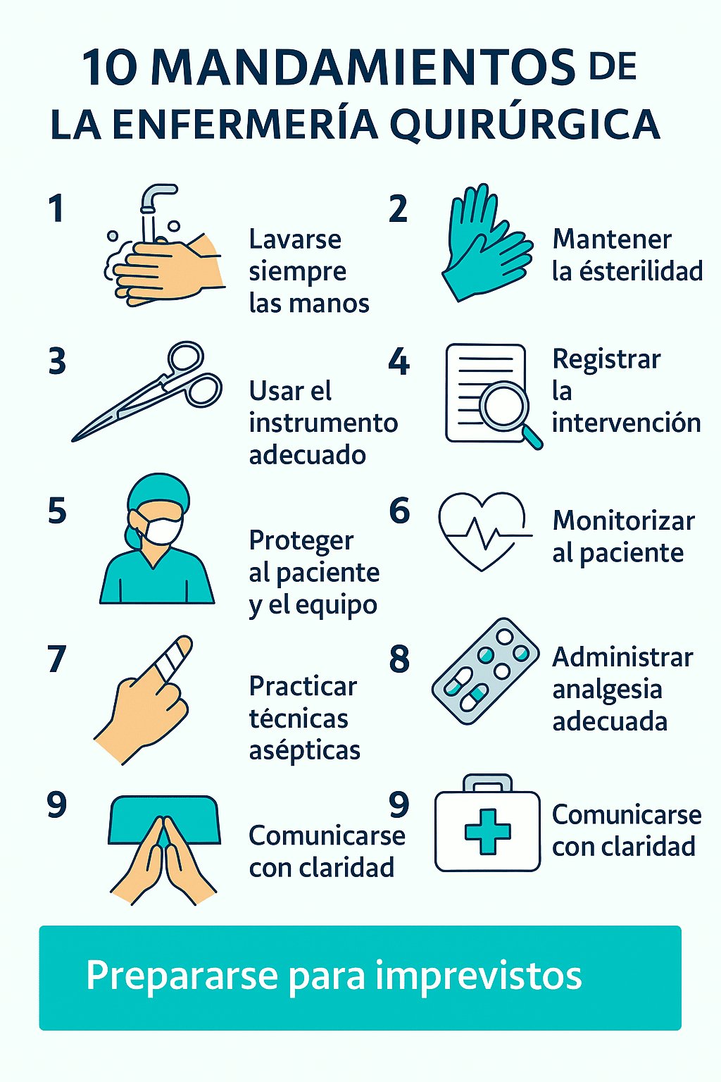 Infografía: 10 mandamientos de la enfermería quirúrgica