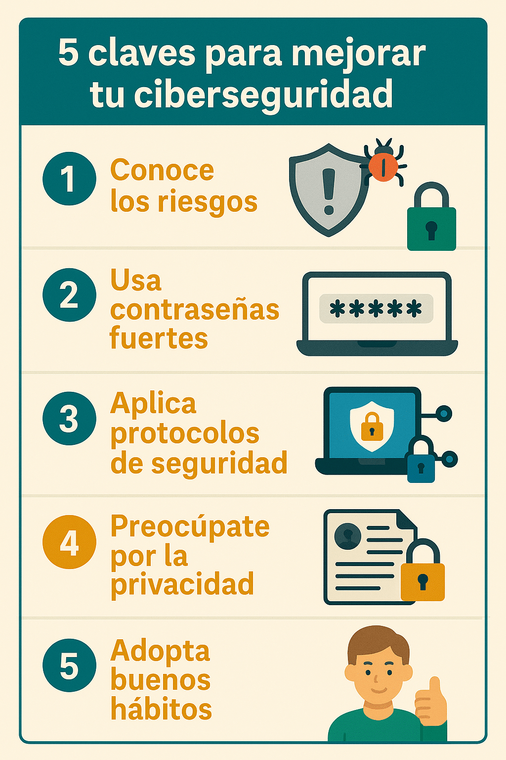Infografía: 5 claves para mejorar tu ciberseguridad
