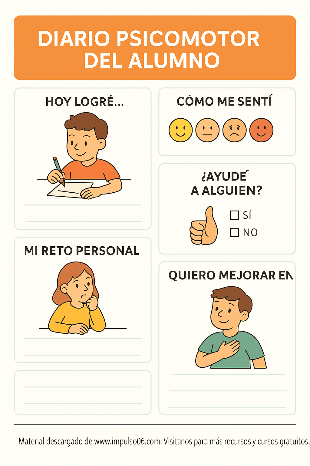 Diario psicomotor del alumno psicomotricidad en el aula