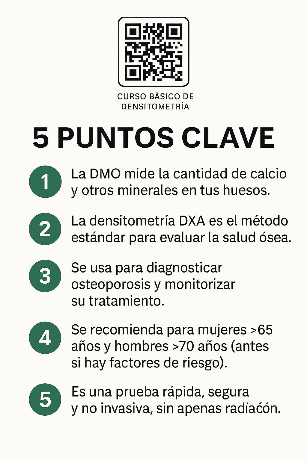 Infografía: 5 puntos clave sobre densitometría y DXA