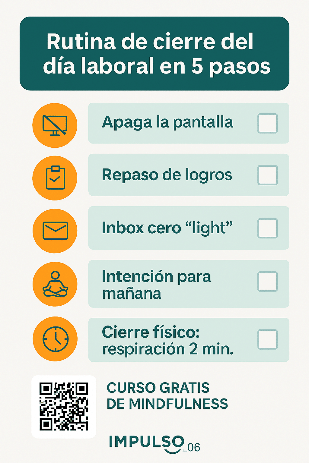Plantilla: Rutina de cierre del día laboral en 5 pasos
