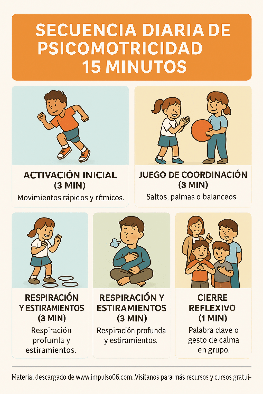 Secuencia diaria de psicomotricidad (15 minutos) en el aula