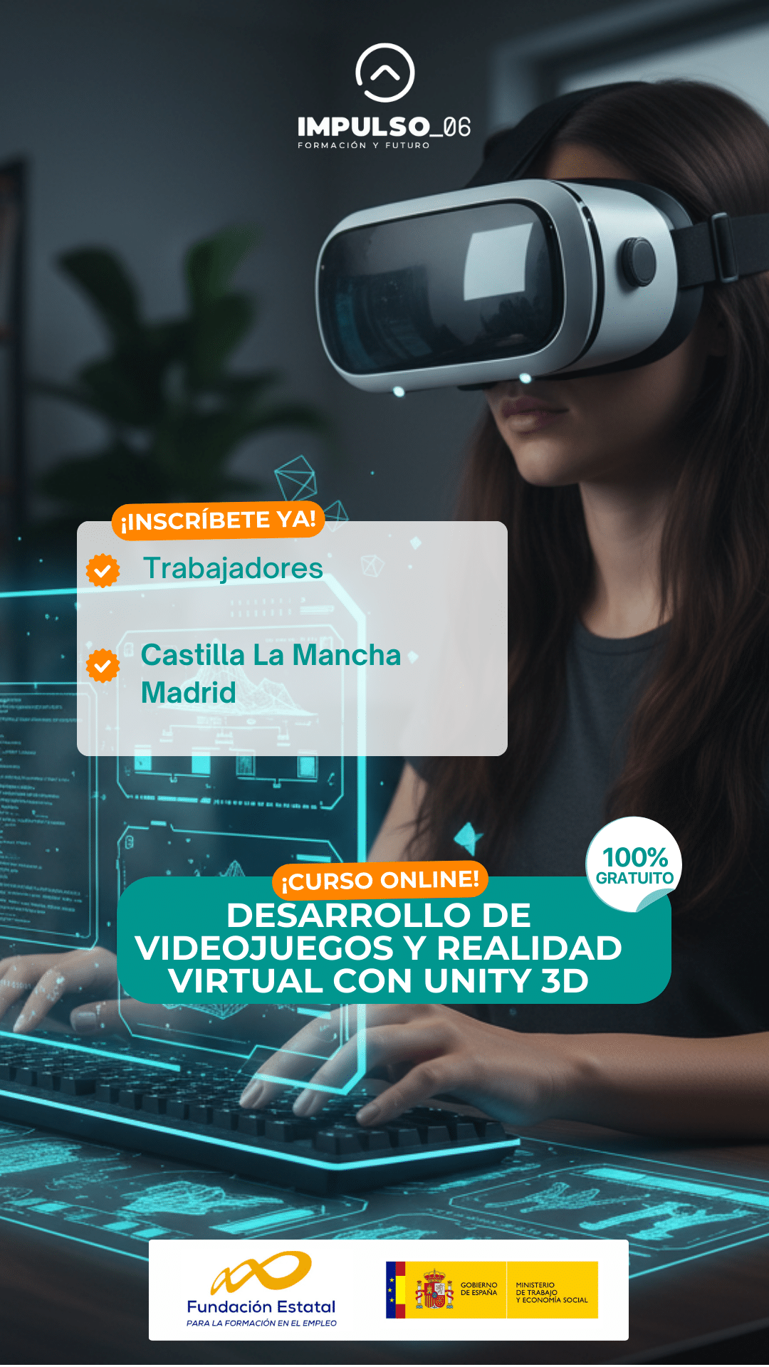 curso gratuito de DESARROLLO DE VIDEOJUEGOS Y REALIDAD VIRTUAL CON UNITY 3D