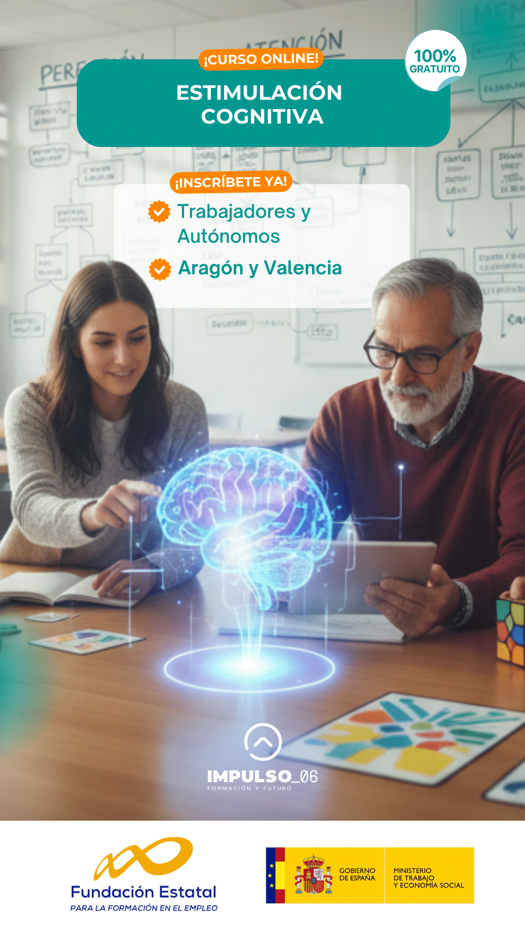 Curso de Estimulación Cognitiva 100% gratuito para trabajadores y autónomos en Aragón y Valencia